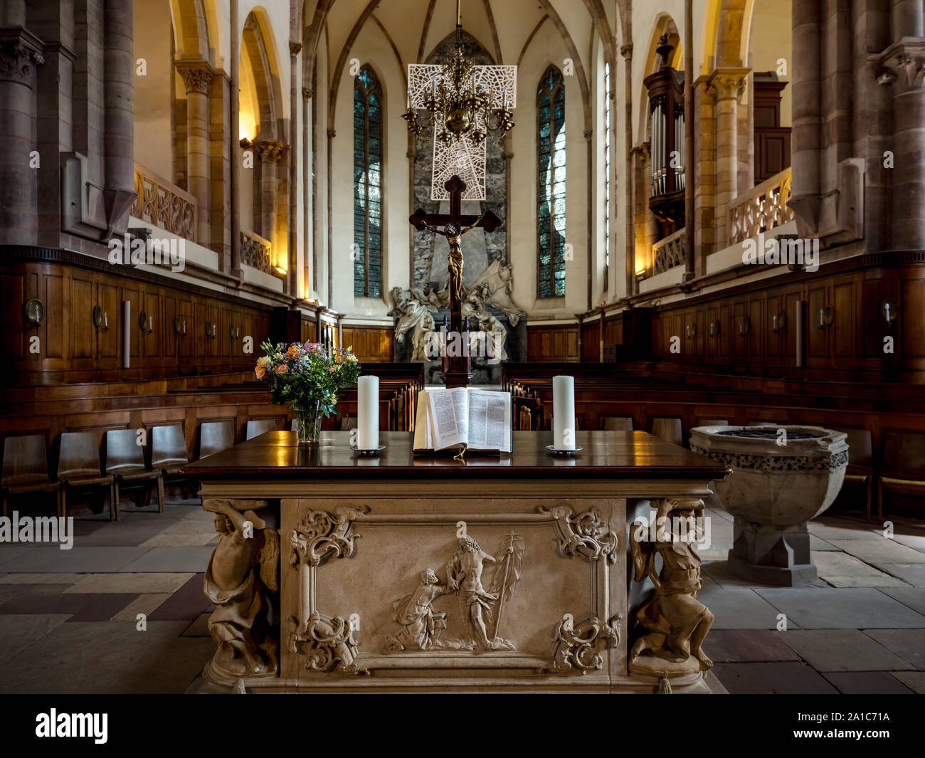 Details of interior of the Church Saint Thomas, Strasbourg, France Stock Photo