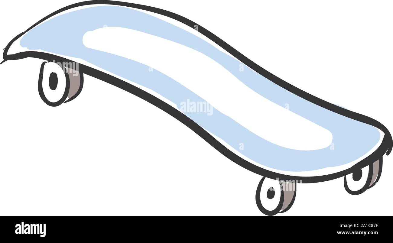 Blue skateboard, illustration, vector on white background. Stock Vector