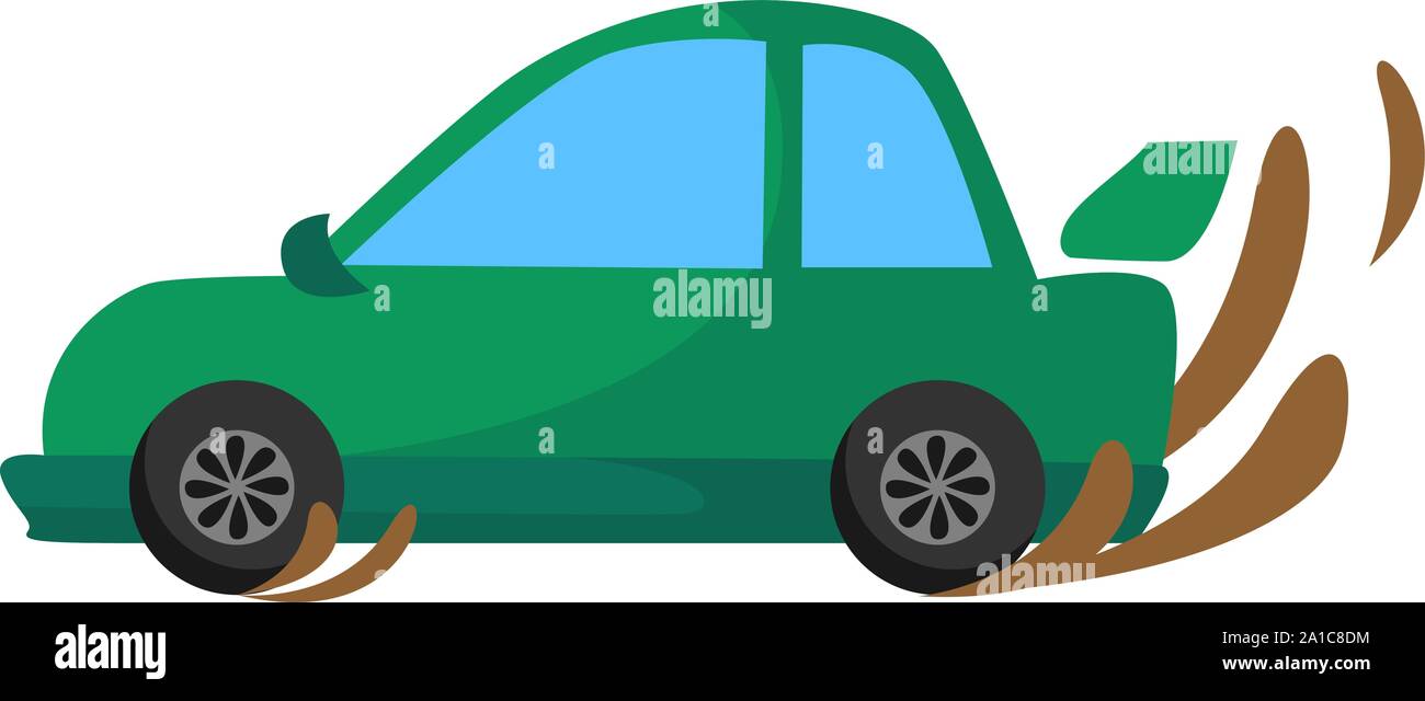 Green car, illustration, vector on white background. Stock Vector