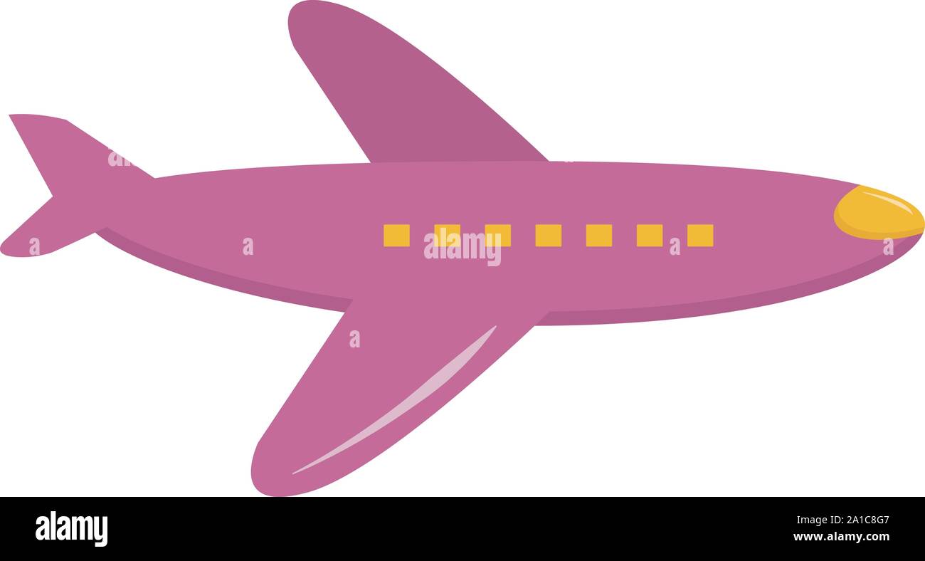 Purple plane, illustration, vector on white background. Stock Vector