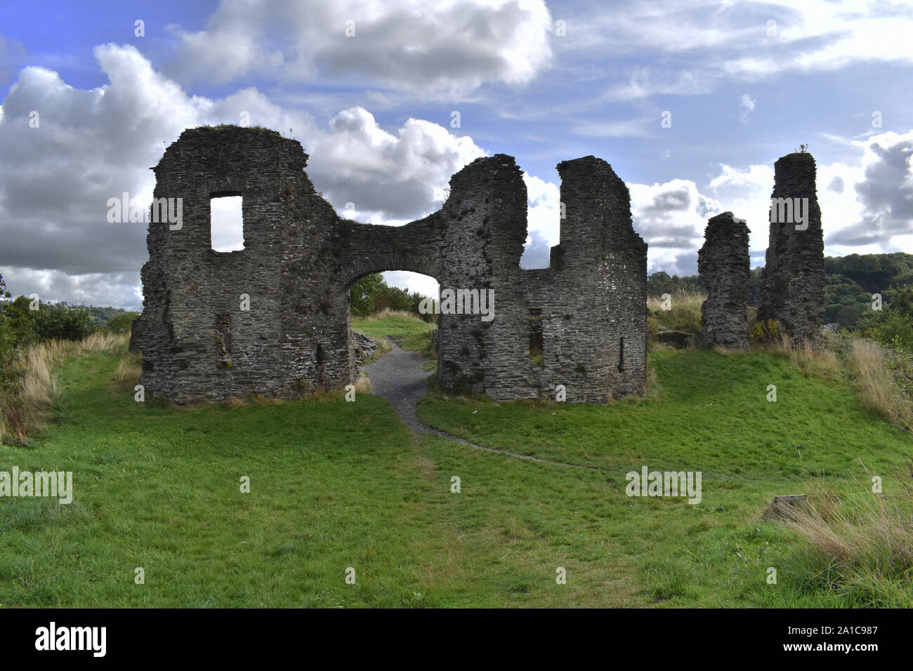 Ruined castle, Newcastle Emlyn, Wales, UK Stock Photo