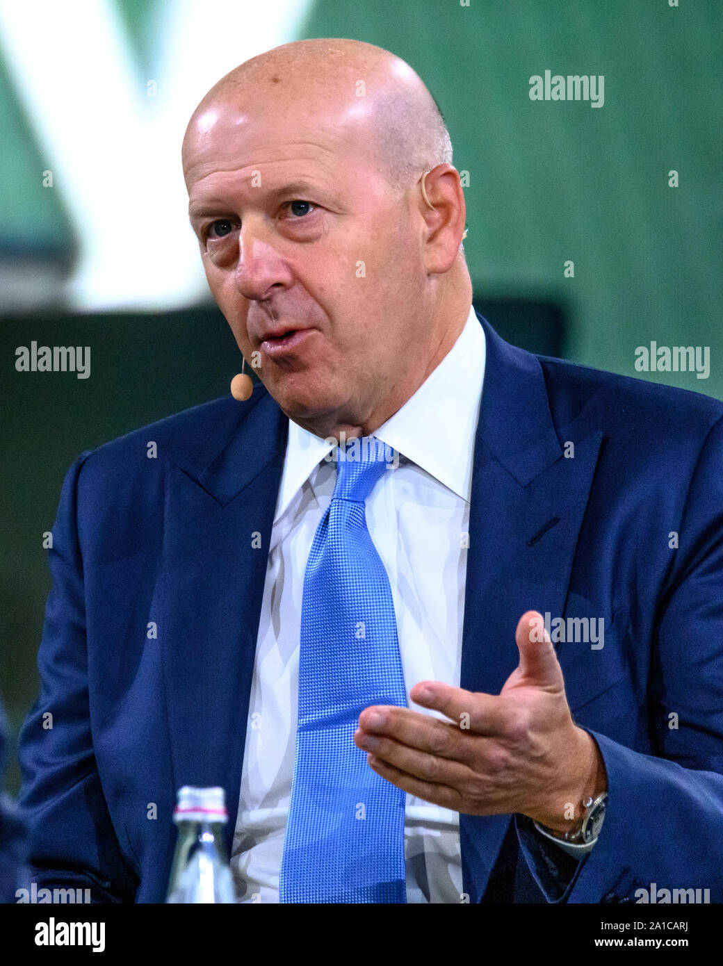 New York, USA. 25th Sep, 2019. Goldman Sachs Chairman and CEO David M. Solomon participates in the Bloomberg Global Business Forum 2019 at the Plaza hotel in New York City. Credit: Enrique Shore/Alamy Live News Stock Photo