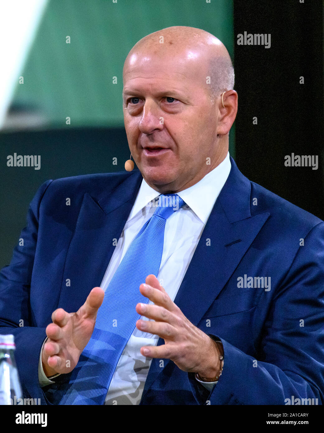 New York, USA. 25th Sep, 2019. Goldman Sachs Chairman and CEO David M. Solomon participates in the Bloomberg Global Business Forum 2019 at the Plaza hotel in New York City. Credit: Enrique Shore/Alamy Live News Stock Photo