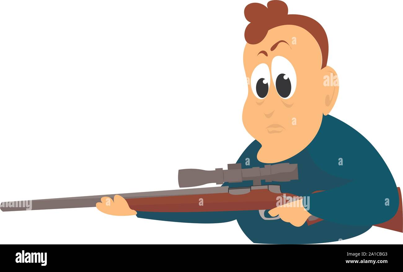 Hunter, illustration, vector on white background. Stock Vector