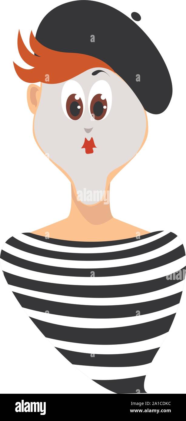 Mime, illustration, vector on white background. Stock Vector
