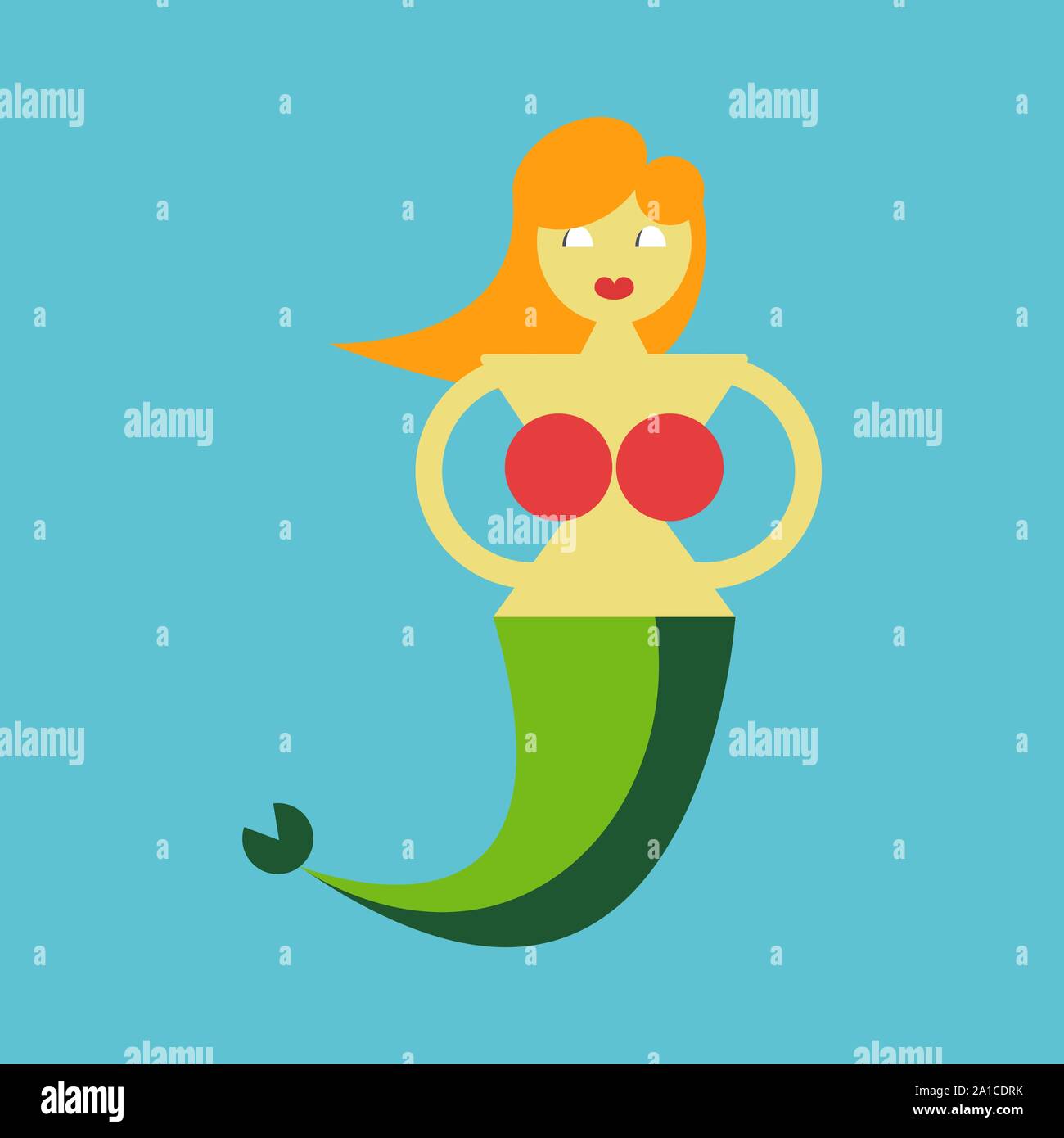 Mermaid, illustration, vector on white background. Stock Vector