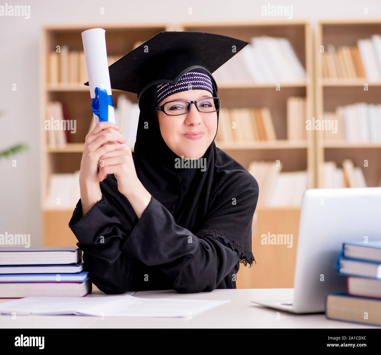 The muslim girl in hijab studying preparing for exams Stock Photo - Alamy