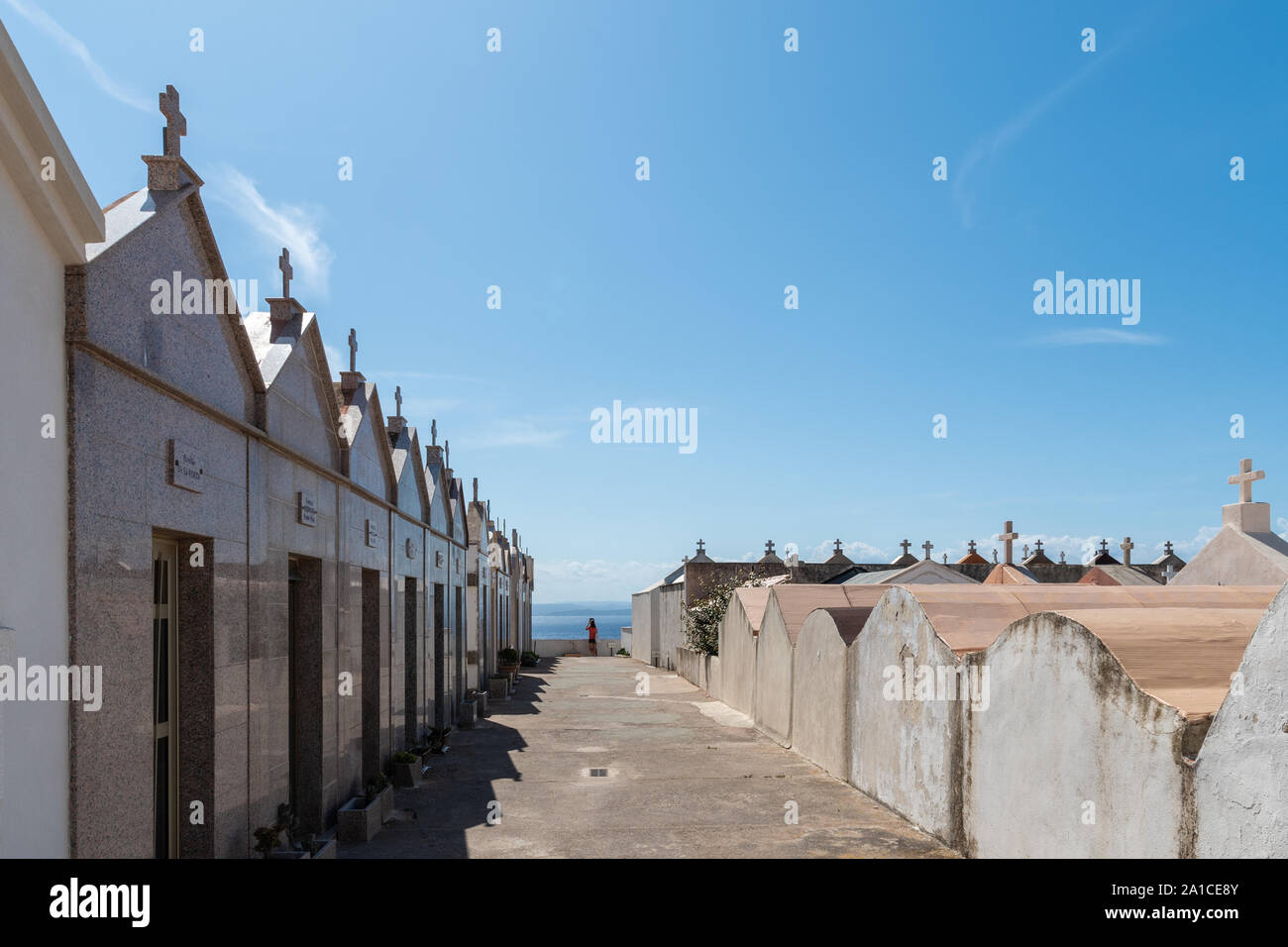 Bonifacio, Corsica-September, 2019. The historic naval cemetery. Tourists in the background Stock Photo