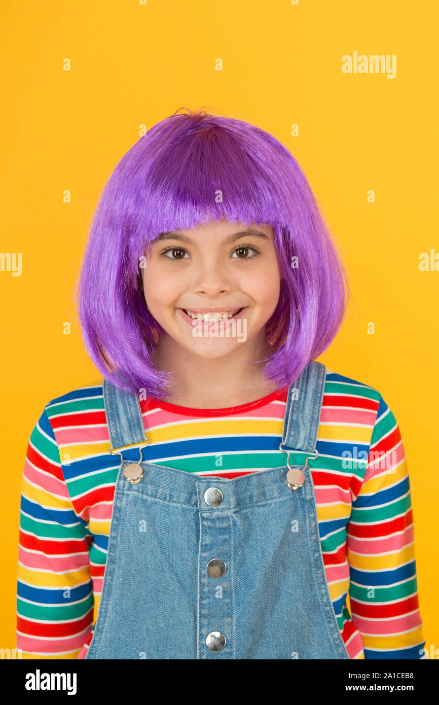 Growing freedom for self expression. Coloring childs hair great way upgrade costume. Change color. Fantasy hair trend. Kids with bright vibrant hairstyle. Artificial wig concept. Pigment dye hair Stock Photo - Alamy Growing freedom for self expression. Coloring childs hair great way upgrade costume. Change color. Fantasy hair trend. Kids with bright vibrant hairstyle. Artificial wig concept. Pigment dye hair Stock Photo - Alamy