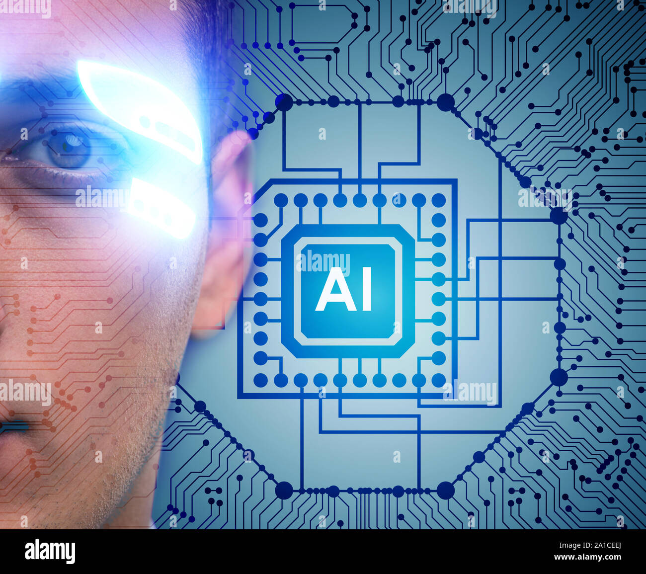 The artificial intelligence concept with businessman Stock Photo - Alamy