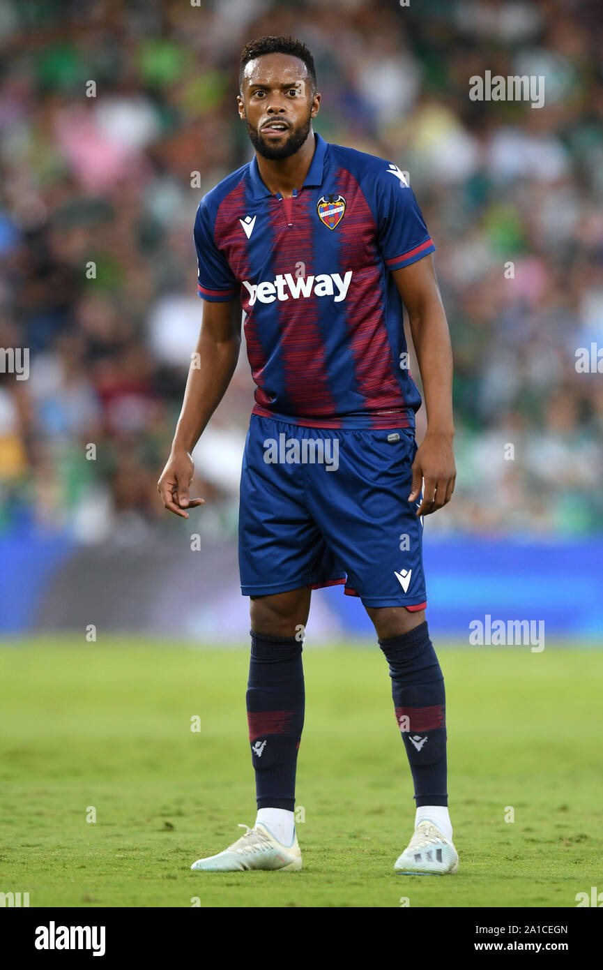 SEVILLA, 24-09-2019. Primera Division Spanish League. LaLiga. Estadio Benito Villamarin. Hernani Jorge Santos (Levante UD) during the game Real Betis - Levante UD. Stock Photo