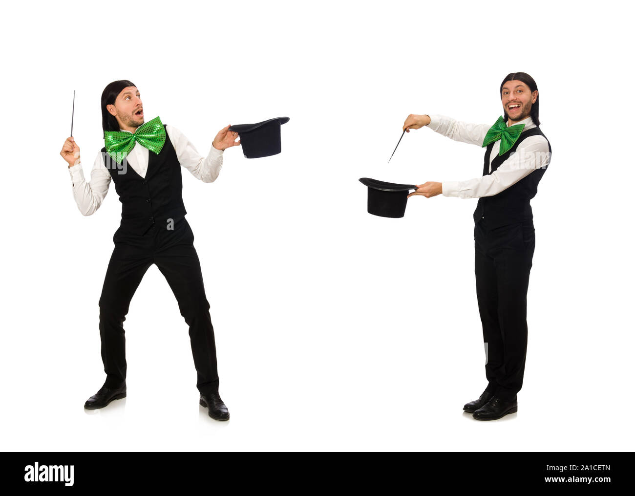 The man with big green bow tie in funny concept Stock Photo