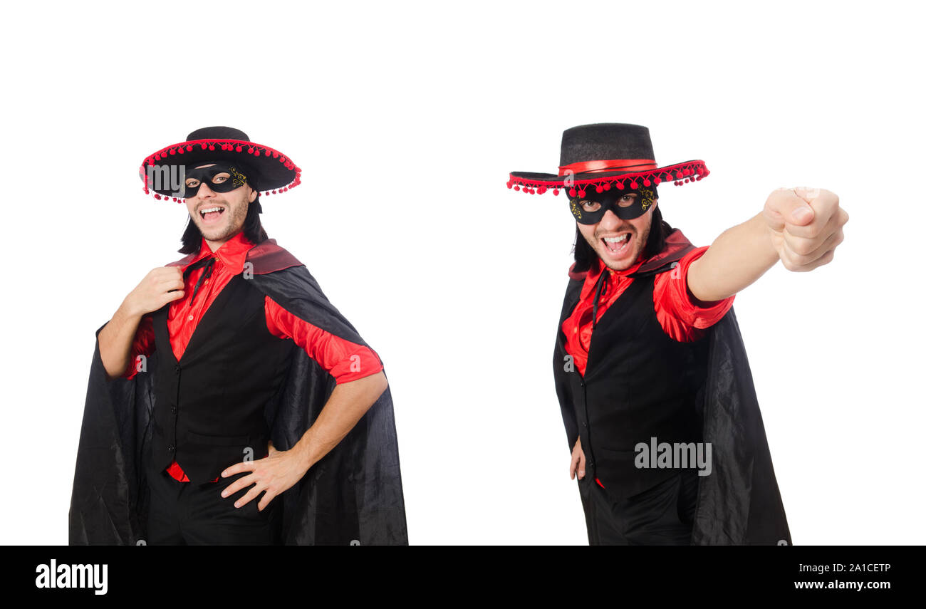 The young man in carnival coat isolated on white Stock Photo - Alamy