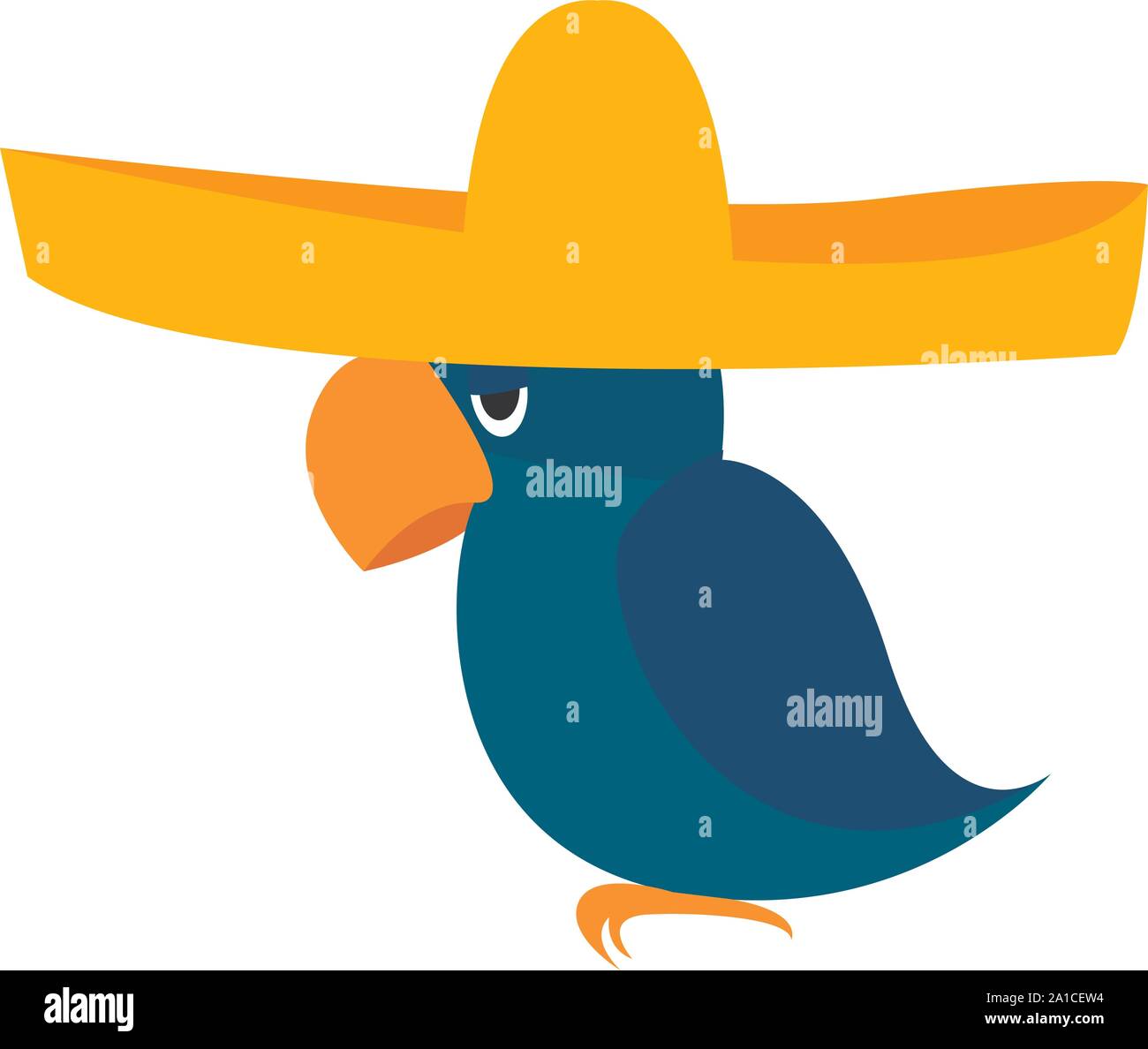 Bird with hat, illustration, vector on white background Stock Vector