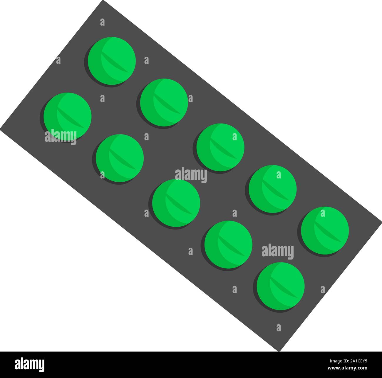 Green pills, illustration, vector on white background. Stock Vector