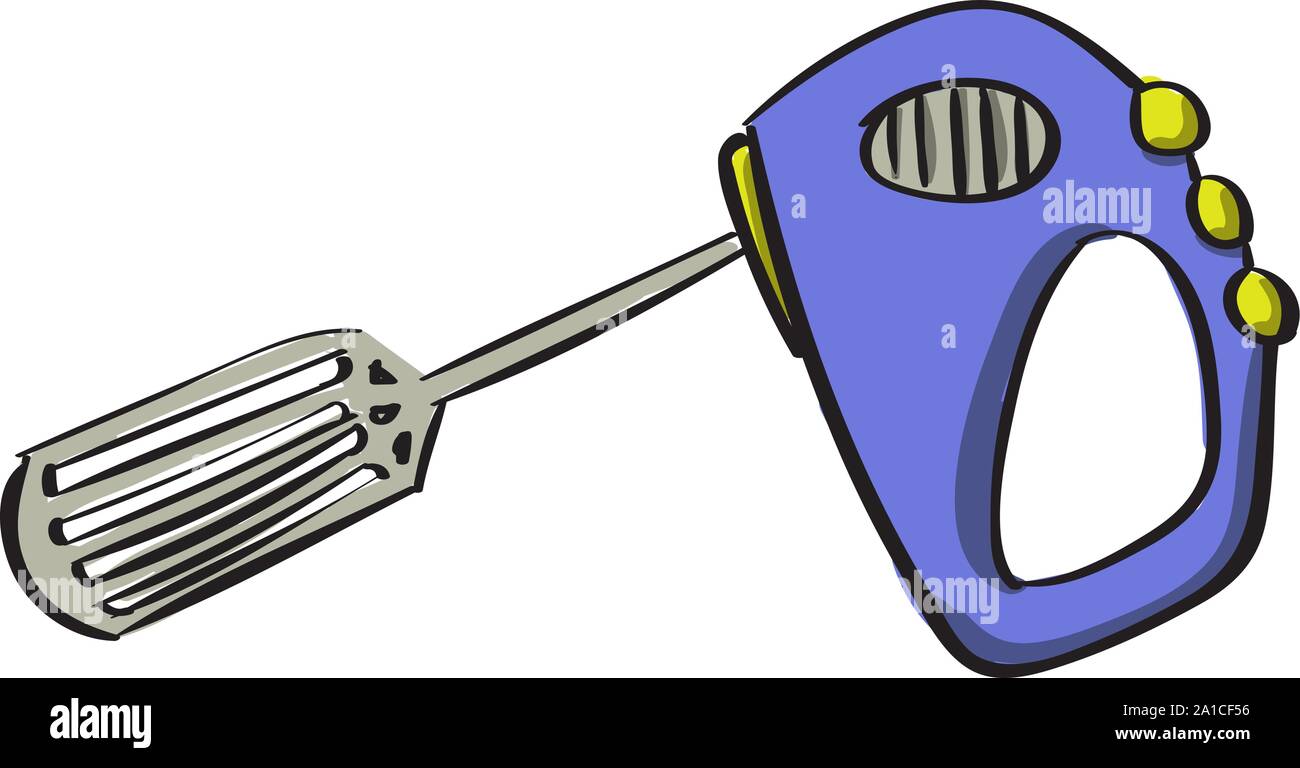Hand mixer, illustration, vector on white background. Stock Vector
