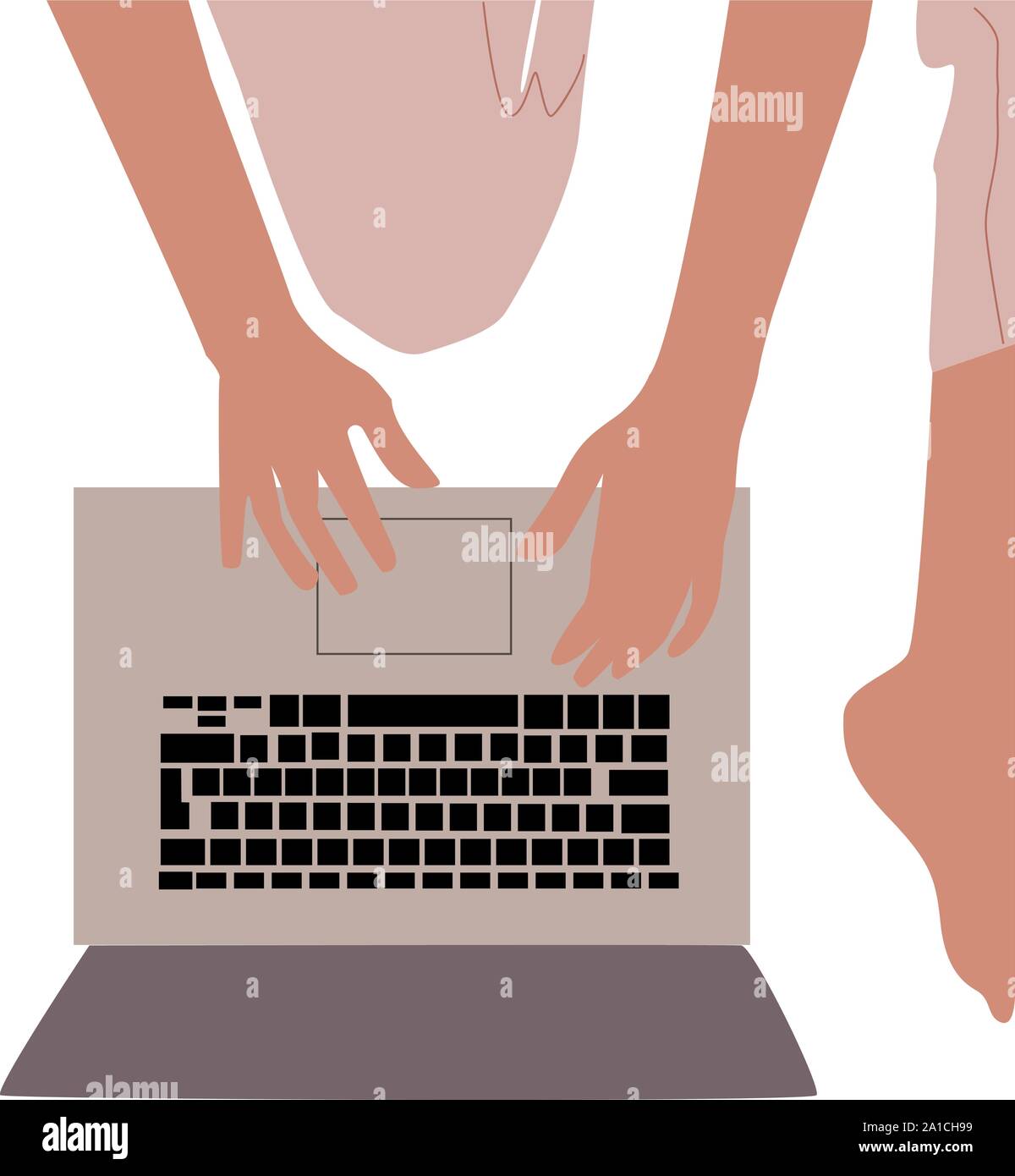 Notebook hands, illustration, vector on white background. Stock Vector