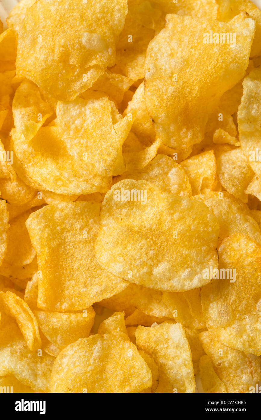Crispy Thin Potato Chips with Sea Salt Stock Photo