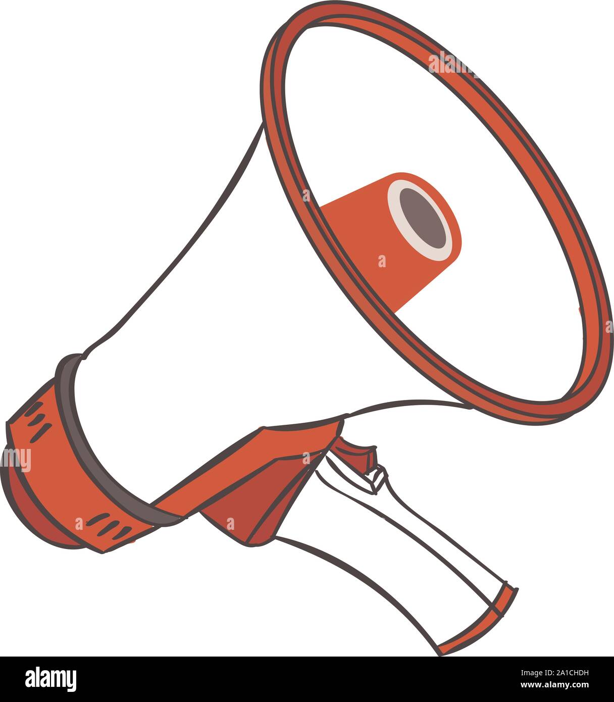 Red megaphone, illustration, vector on white background. Stock Vector