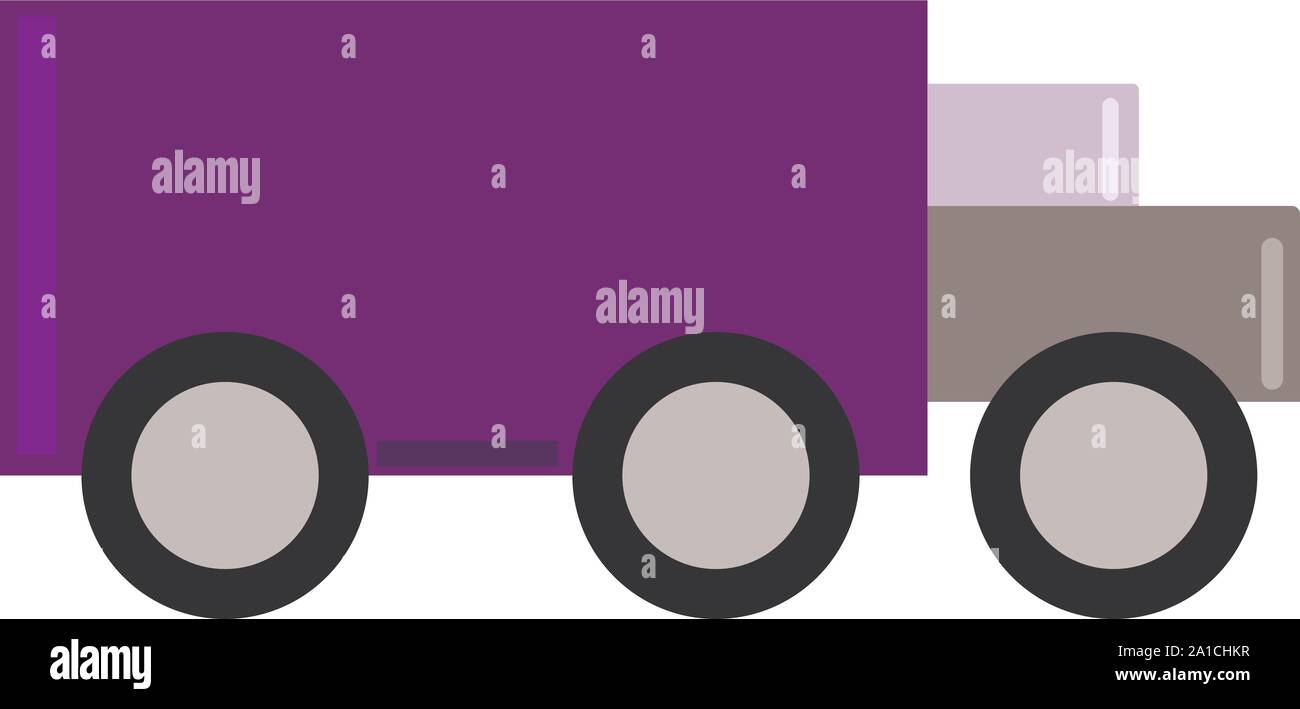 Purple truck, illustration, vector on white background. Stock Vector