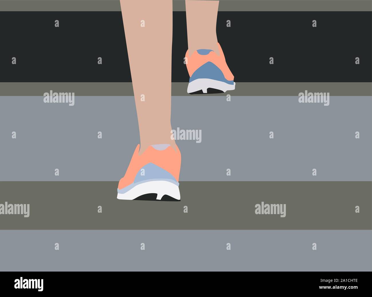 Walking upstairs, illustration, vector on white background. Stock Vector