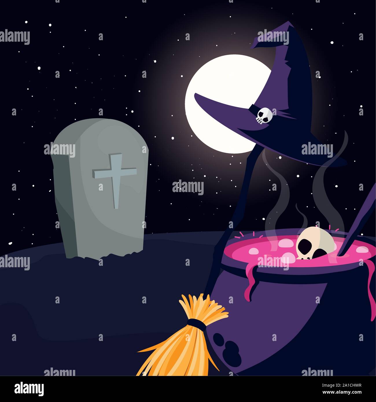 cauldron bubbly of witch on white background vector illustration design ...