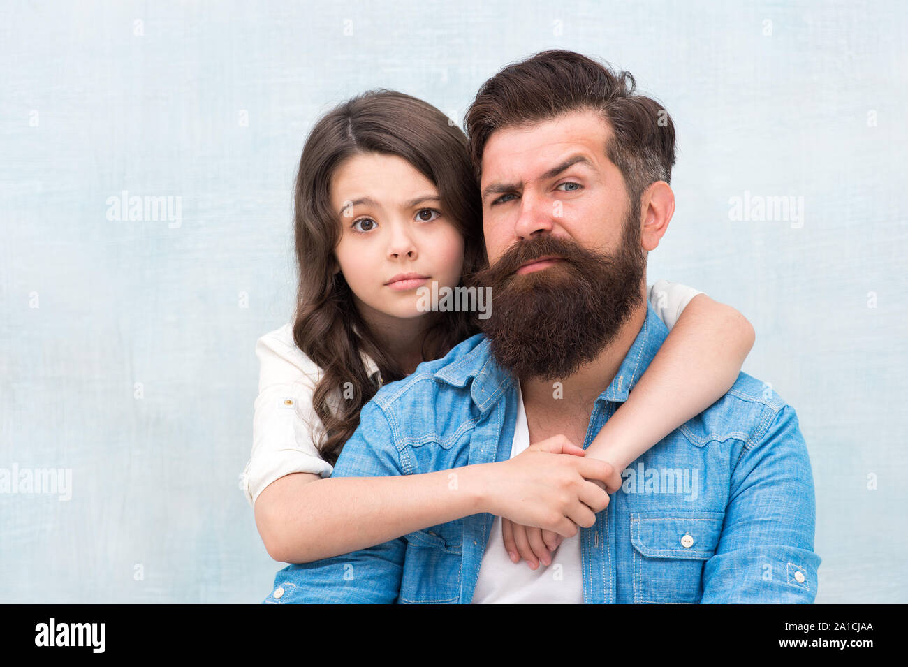 Lovely father and cute kid. Father and daughter hug light background. Family  hug. Strengthening father daughter relationships. Child and dad best  friends. Friendly relations. Fathers day concept Stock Photo - Alamy