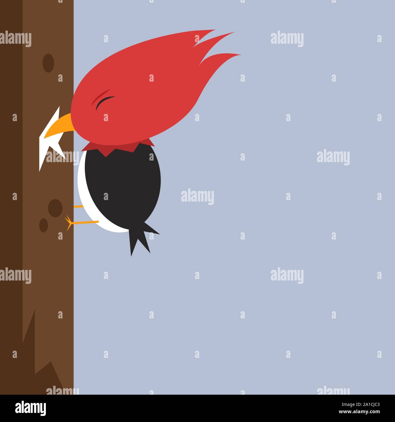Woodpecker, illustration, vector on white background. Stock Vector