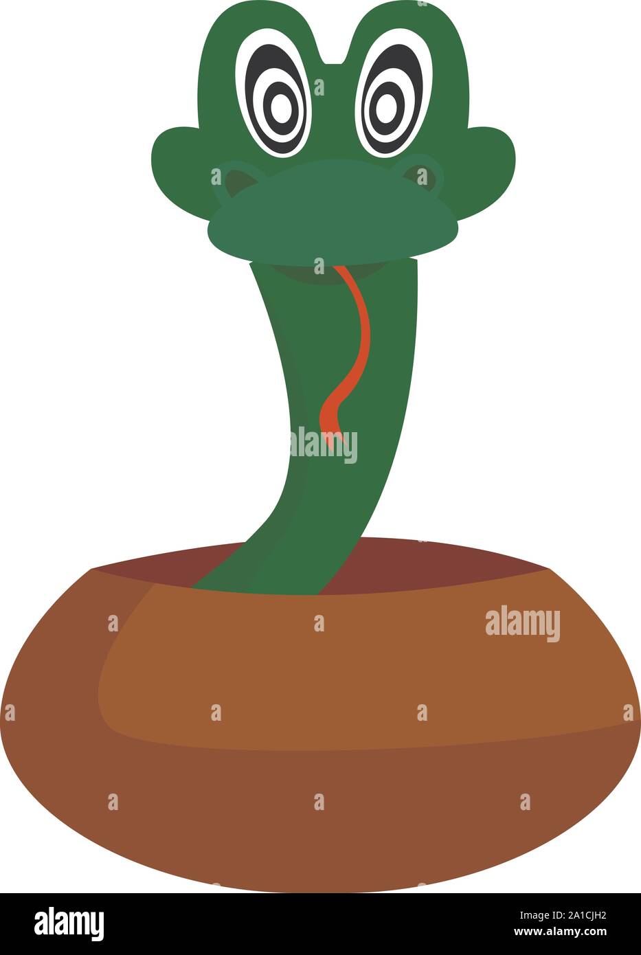 Green snake, illustration, vector on white background. Stock Vector