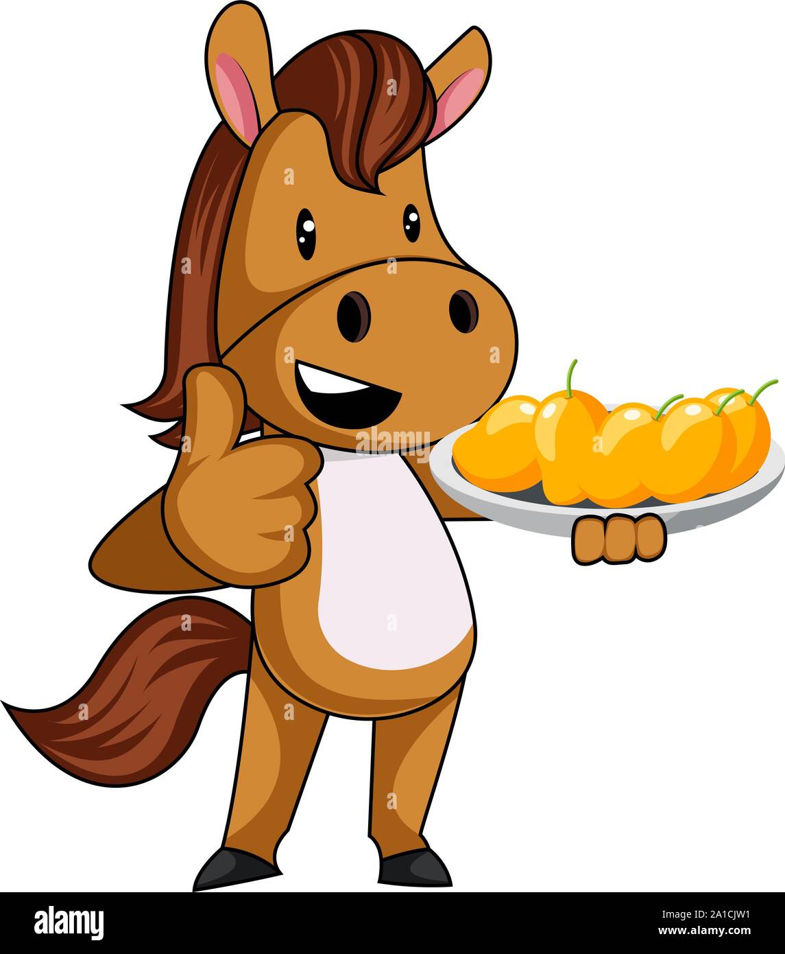 Horse with mangos, illustration, vector on white background. Stock Vector
