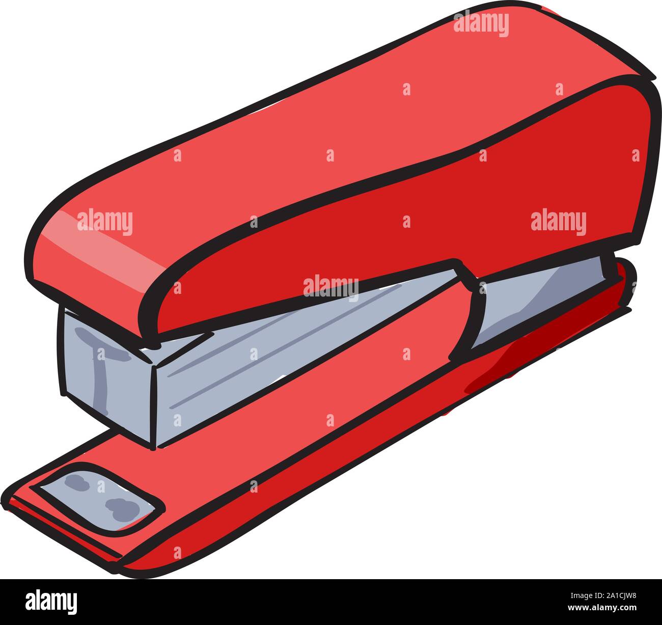 Red stapler, illustration, vector on white background Stock Vector