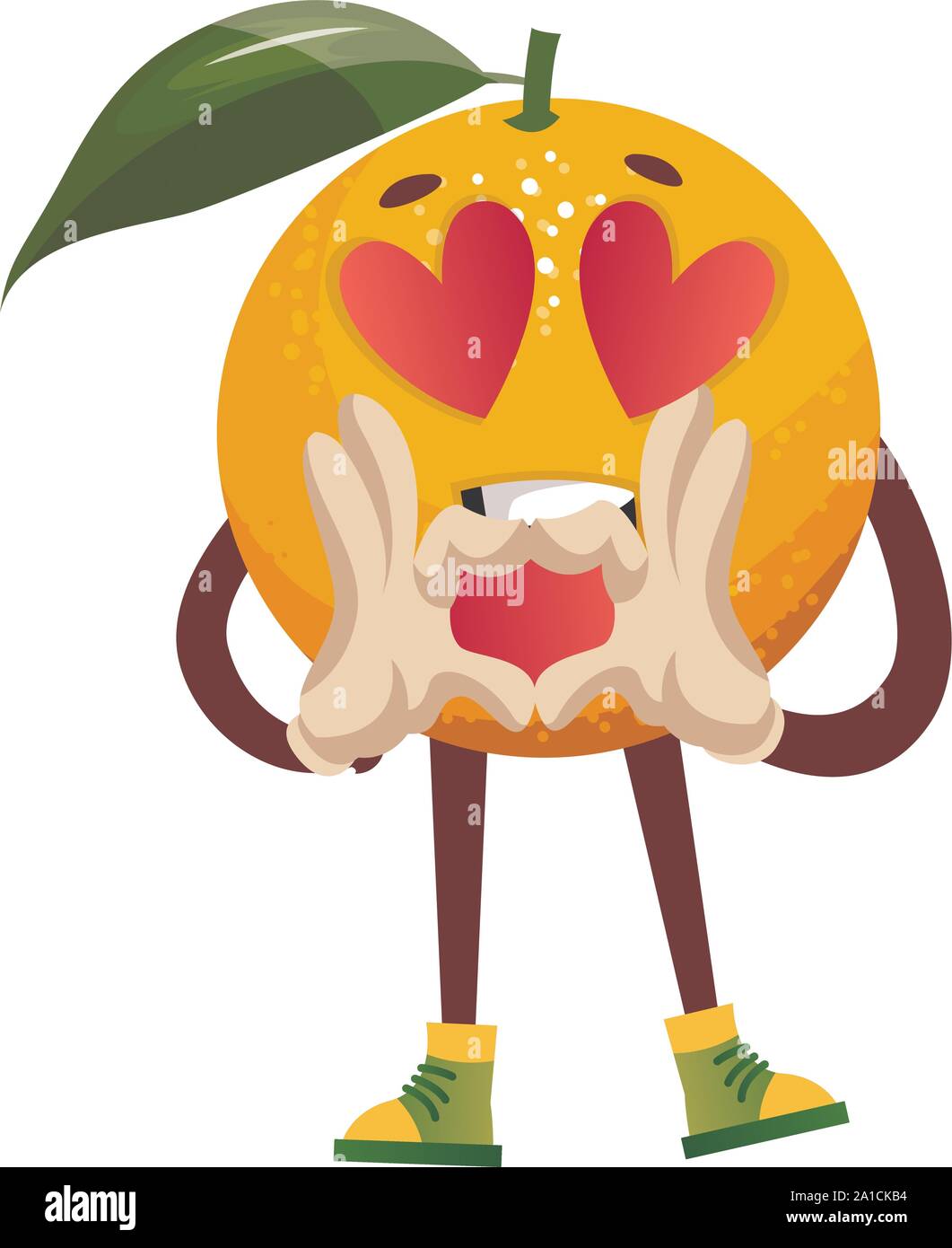 Orange in love, illustration, vector on white background Stock Vector