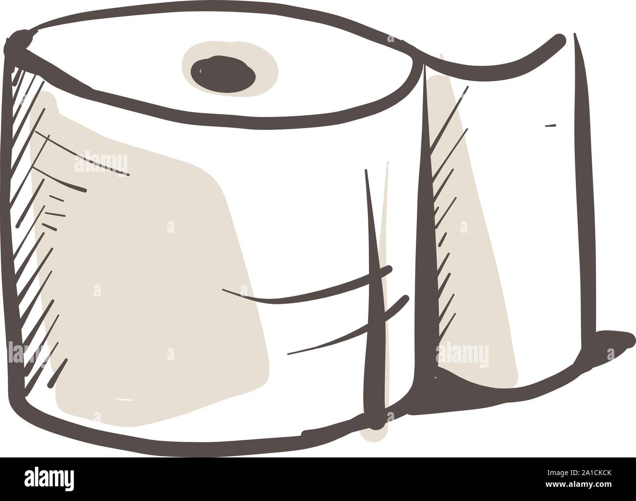 Toilet paper drawing, illustration, vector on white background. Stock Vector