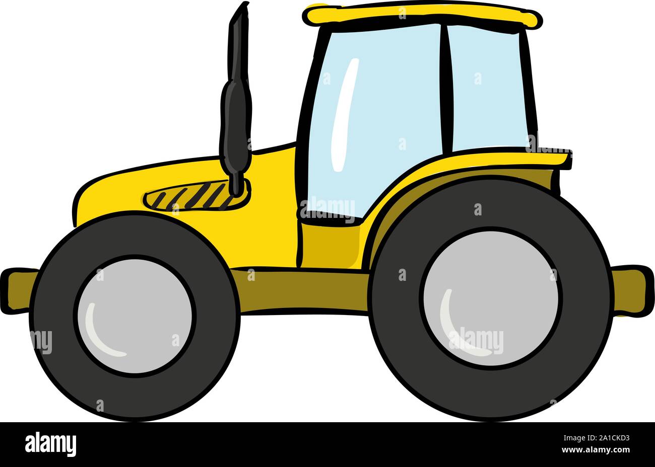 Yellow tractor, illustration, vector on white background Stock Vector