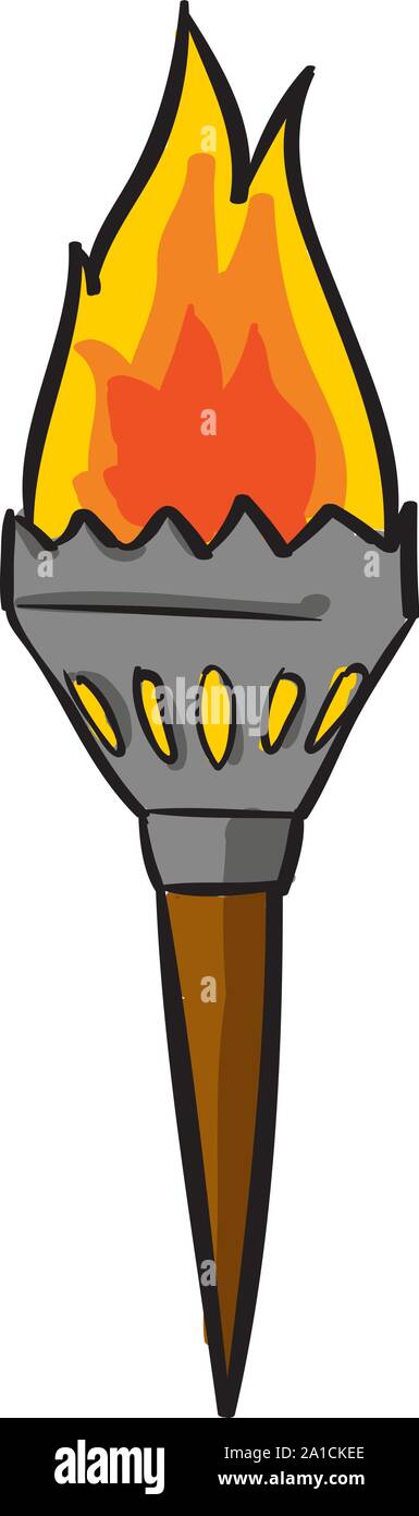 Torch, illustration, vector on white background. Stock Vector