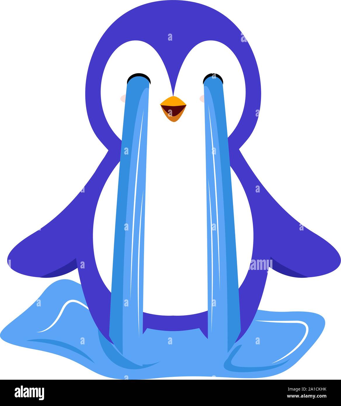 Penguin crying, illustration, vector on white background. Stock Vector