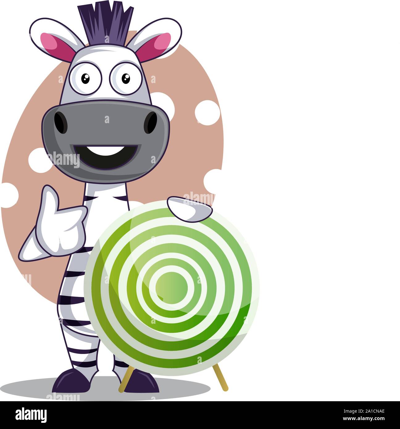 Zebra with target, illustration, vector on white background. Stock Vector