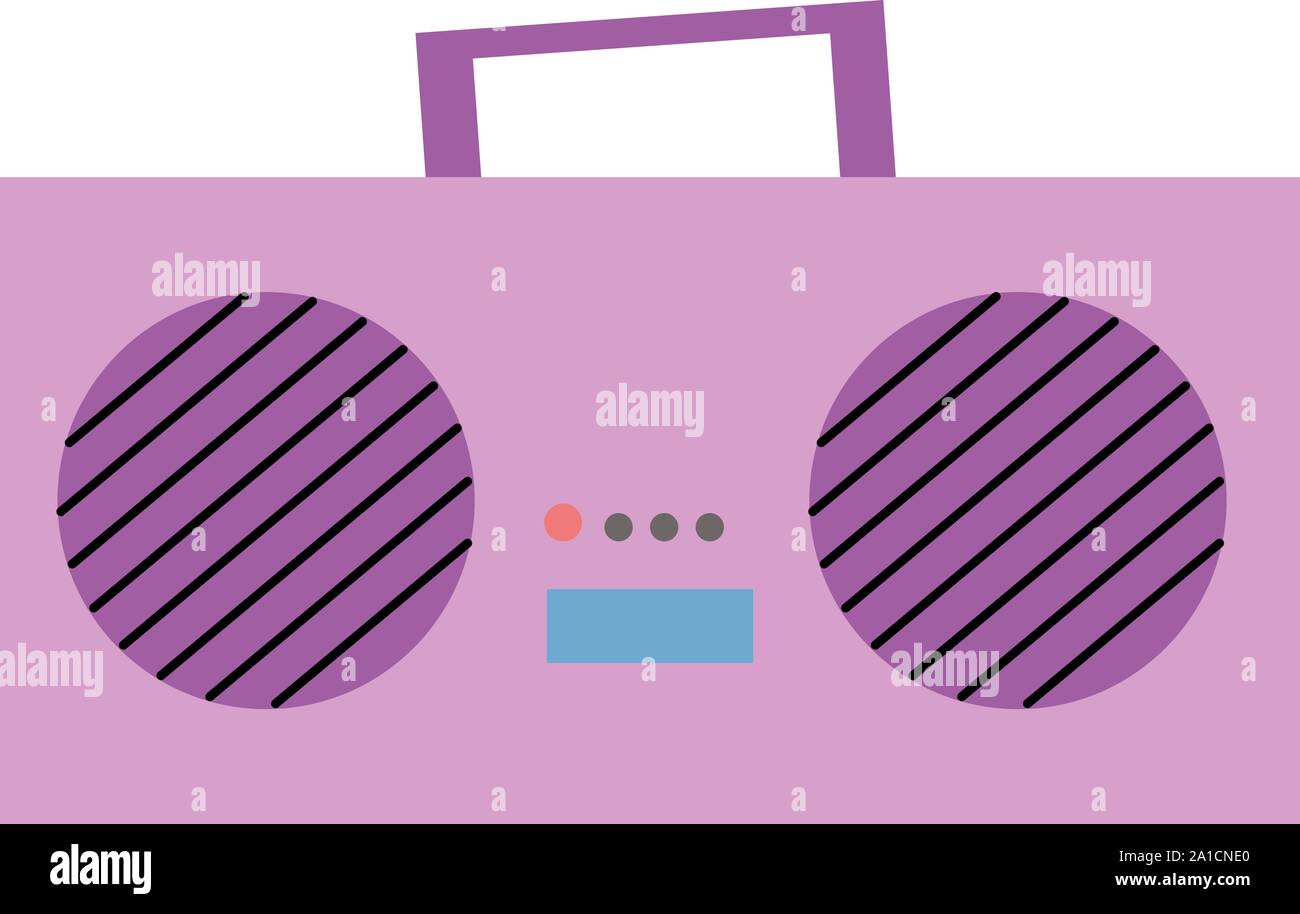 Pink radio, illustration, vector on white background. Stock Vector