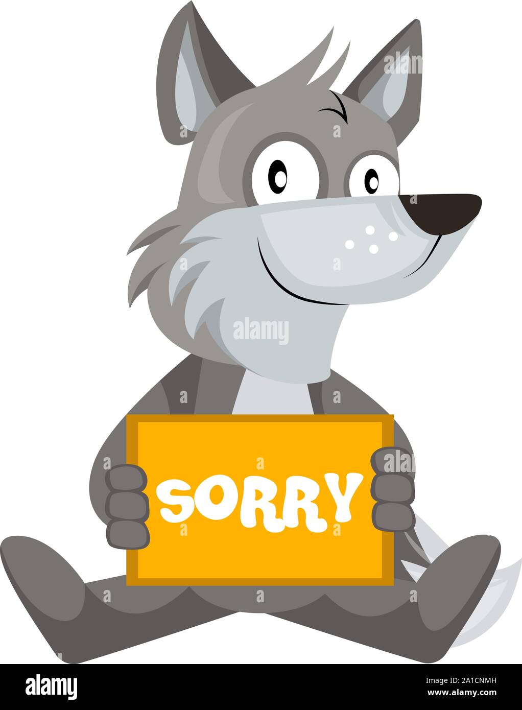 Wolf with sorry sign, illustration, vector on white background. Stock Vector