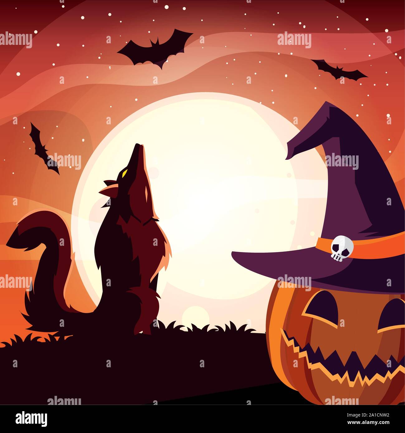 halloween pumpkin with witch hat vector illustration design Stock ...