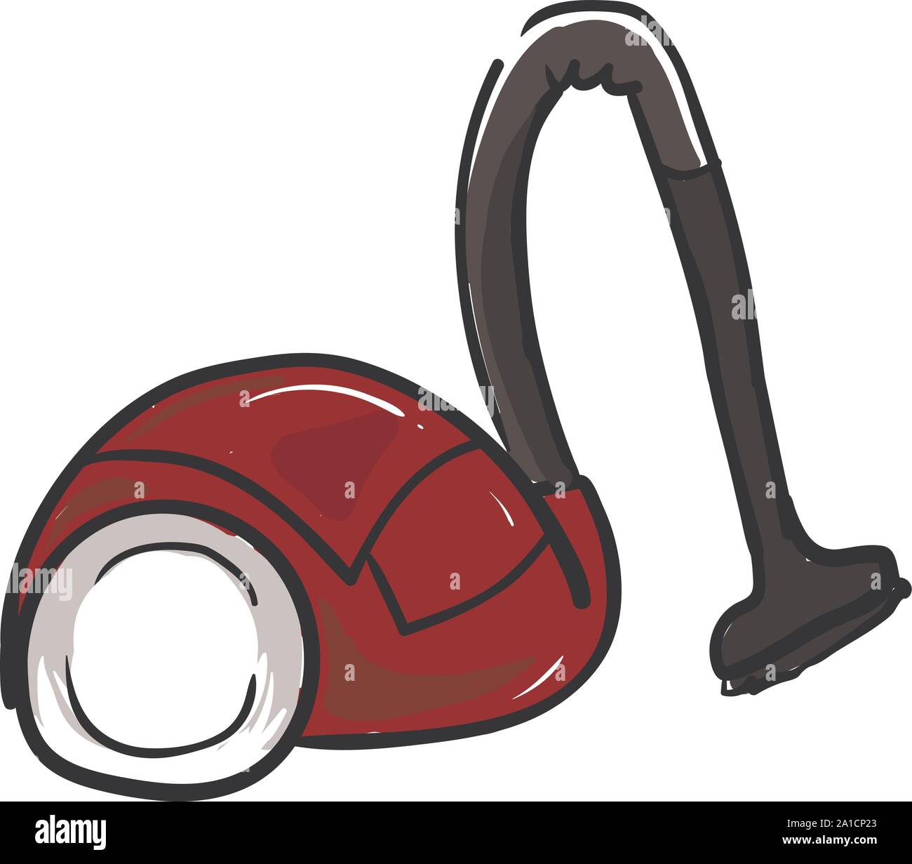 Red vacuum cleaner, illustration, vector on white background. Stock Vector