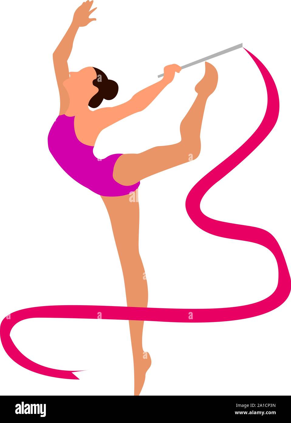 Rhythmic gymnastics, illustration, vector on white background. Stock Vector