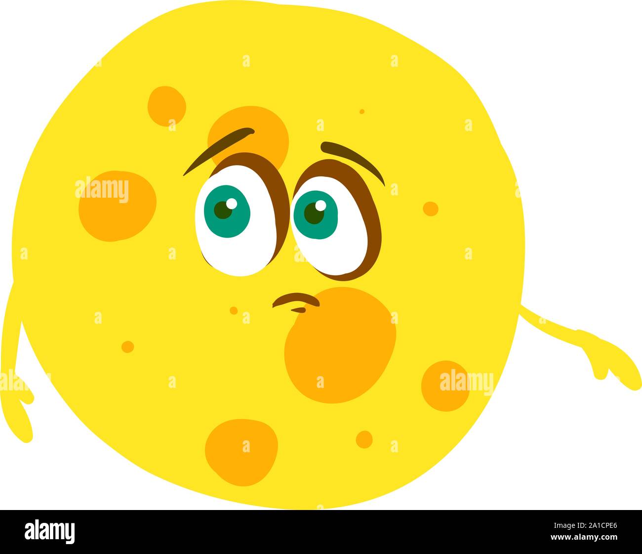 Sad moon, illustration, vector on white background Stock Vector Image