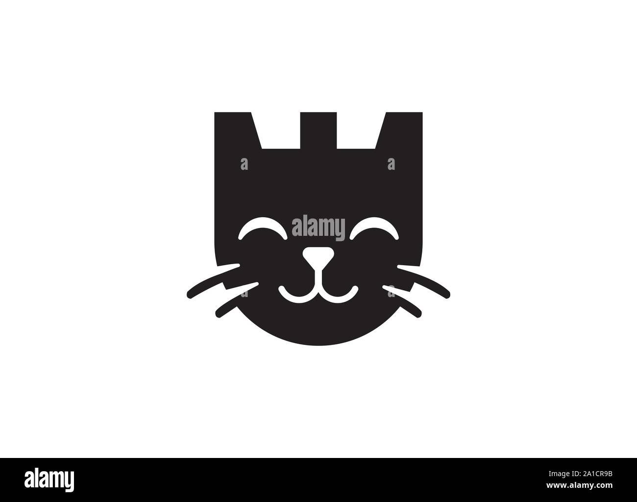 Castle and cat logo, cat security logo design, Fort cat vector logo design concept. Cat knights and castle tower logo design. Stock Vector