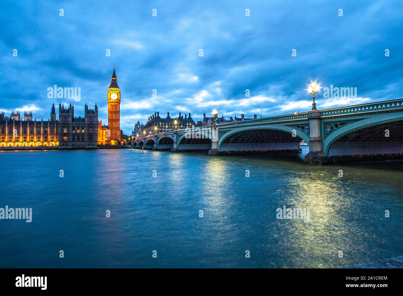 Cityscape of London Bridge and Tower Bridge in London, Uk, during the night Stock Photo