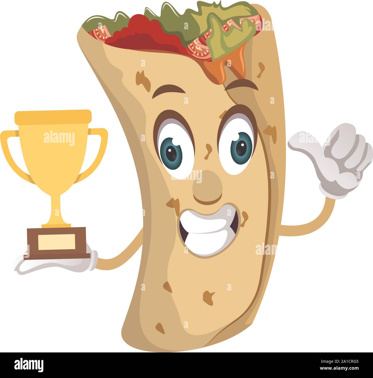 Burrito with trophy, illustration, vector on white background. Stock Vector