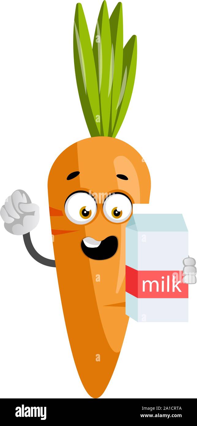 Carrot With Milk Illustration Vector On White Background Stock Vector Carrot With Milk Illustration Vector On White Background 2A1CRTA