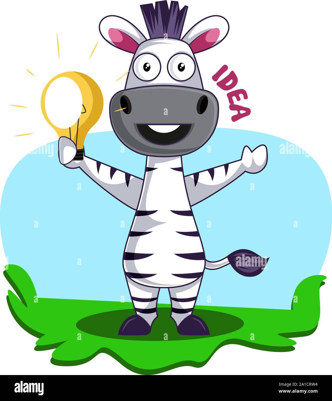 Zebra with idea, illustration, vector on white background. Stock Vector