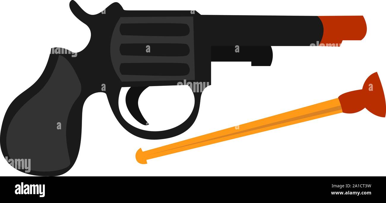 Toy pistol, illustration, vector on white background. Stock Vector