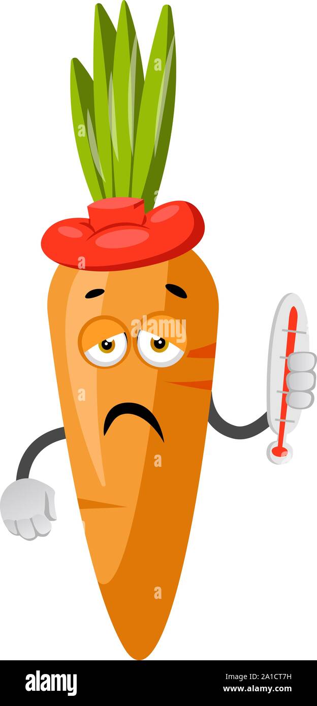 Sick carrot, illustration, vector on white background Stock Vector